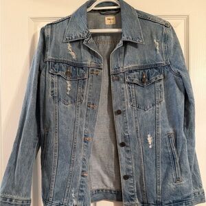 GAP Light Blue Denim Jacket with Distressed Accents